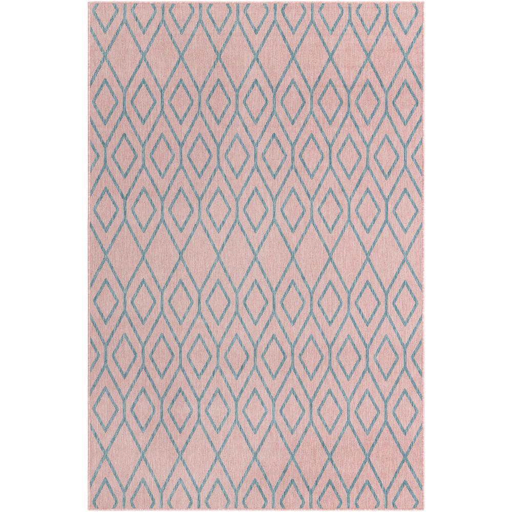 Jill Zarin Outdoor Turks and Caicos Area Rug 6' 0" x 9' 0", Rectangular Pink and Aqua. Picture 1