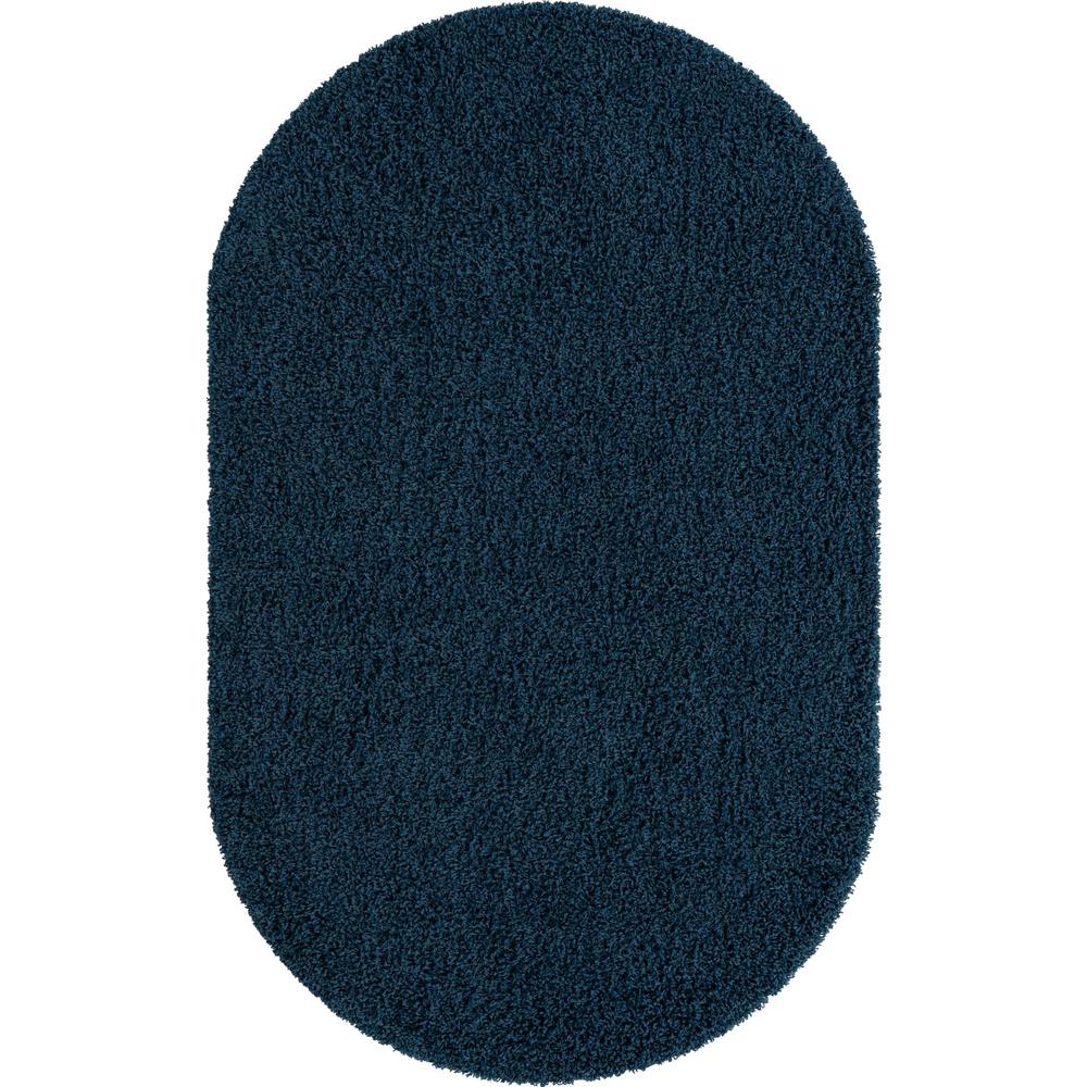 Unique Loom 5x8 Oval Rug in Navy Blue (3151330). Picture 1
