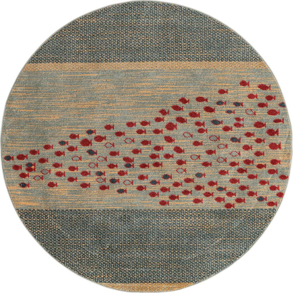 Unique Loom 5 Ft Round Rug in Light Blue (3158293). Picture 1