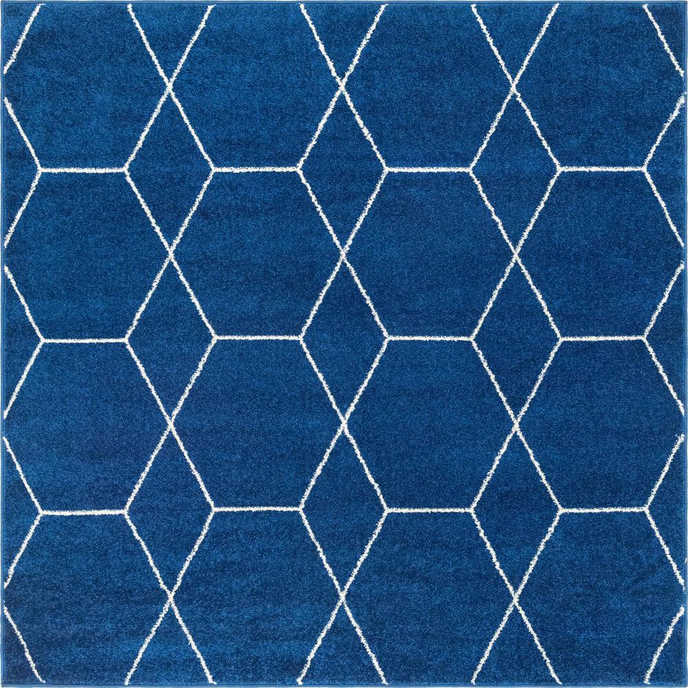 Unique Loom 6 Ft Square Rug in Navy Blue (3151596). Picture 1