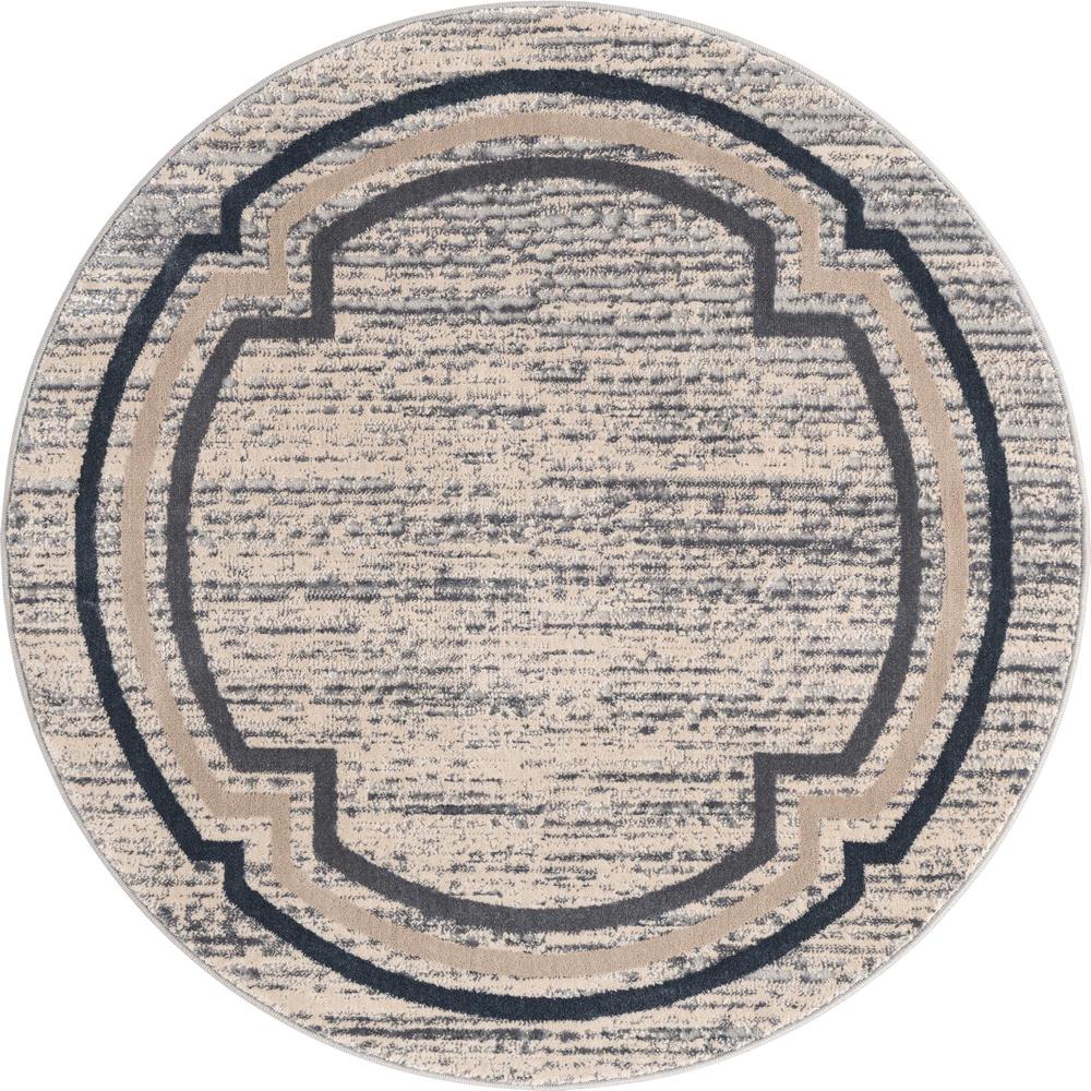 Unique Loom 4 Ft Round Rug in Gray (3154397). Picture 1