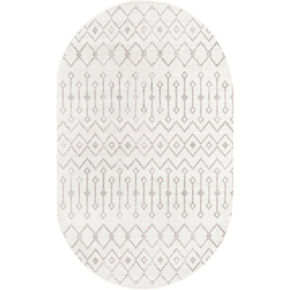 Unique Loom 5x8 Oval Rug in Pearl (3161006). Picture 1