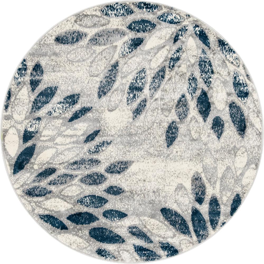 Unique Loom 5 Ft Round Rug in Gray (3150151). Picture 1