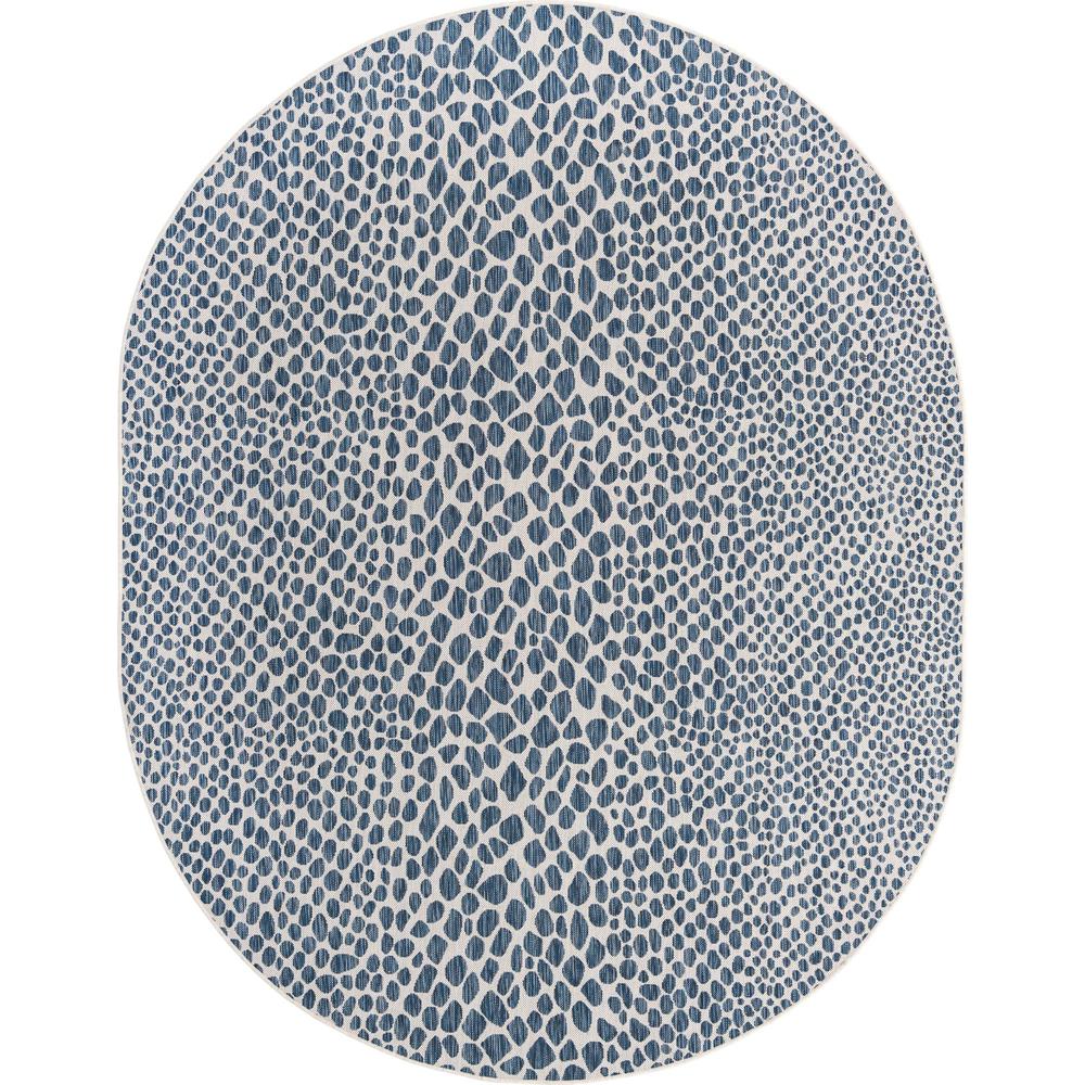 Jill Zarin Outdoor Cape Town Area Rug 7' 10" x 10' 0", Oval Blue. Picture 1