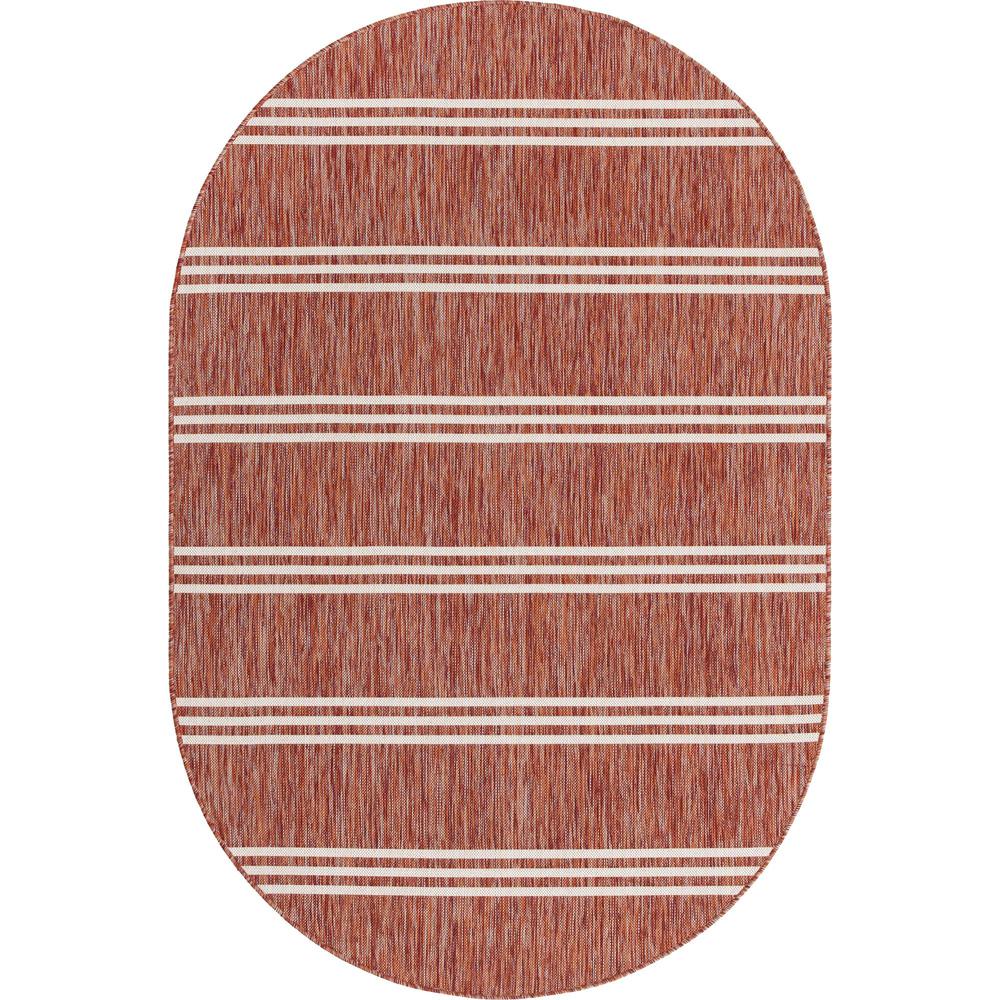 Jill Zarin Outdoor Anguilla Area Rug 5' 3" x 8' 0", Oval Rust Red. Picture 1