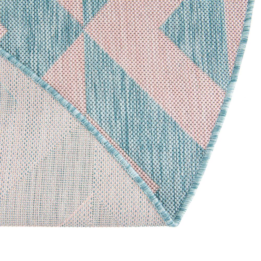 Jill Zarin Outdoor Napa Area Rug 6' 7" x 6' 7", Round Pink and Aqua. Picture 2