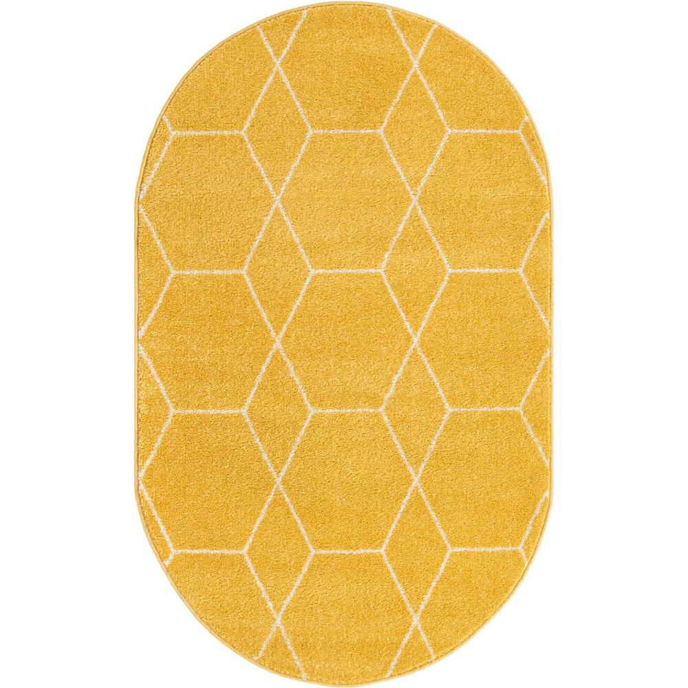 Unique Loom 3x5 Oval Rug in Yellow (3151621). Picture 1