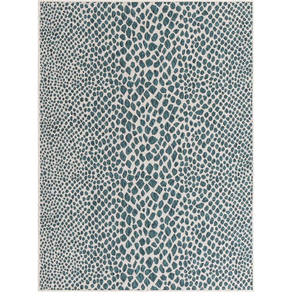 Jill Zarin Outdoor Cape Town Area Rug 1' 4" x 1' 4", Square Teal. Picture 1
