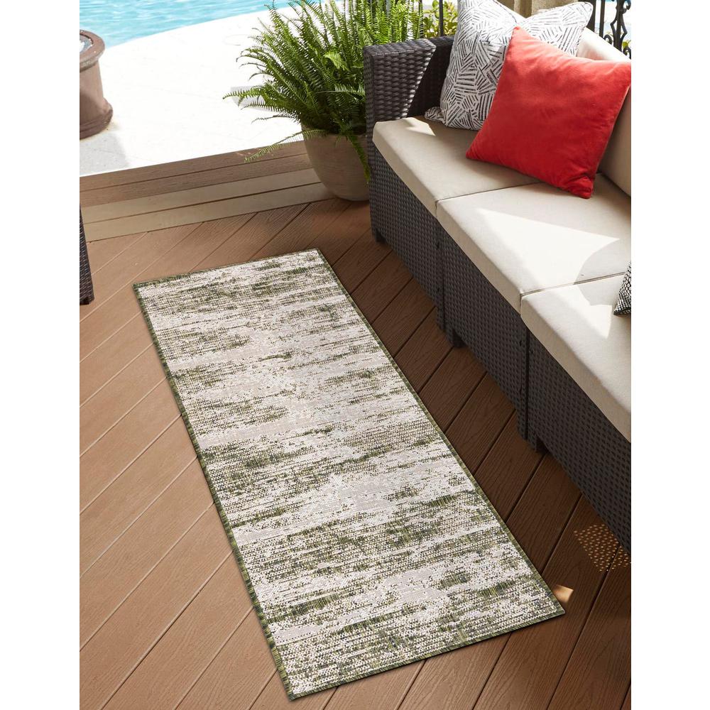 Outdoor Modern Collection, Area Rug, Green, 2' 0" x 6' 0", Runner. Picture 2