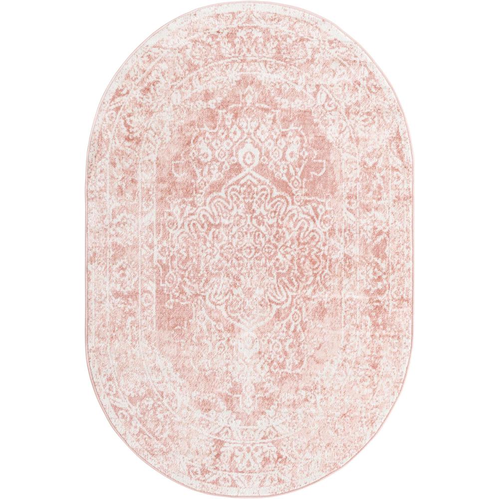Unique Loom 4x6 Oval Rug in Pink (3155683). Picture 1