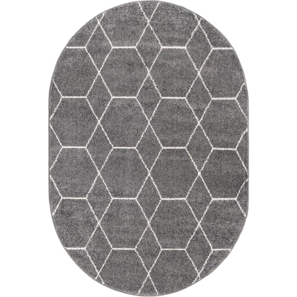 Unique Loom 4x6 Oval Rug in Dark Gray (3151486). Picture 1