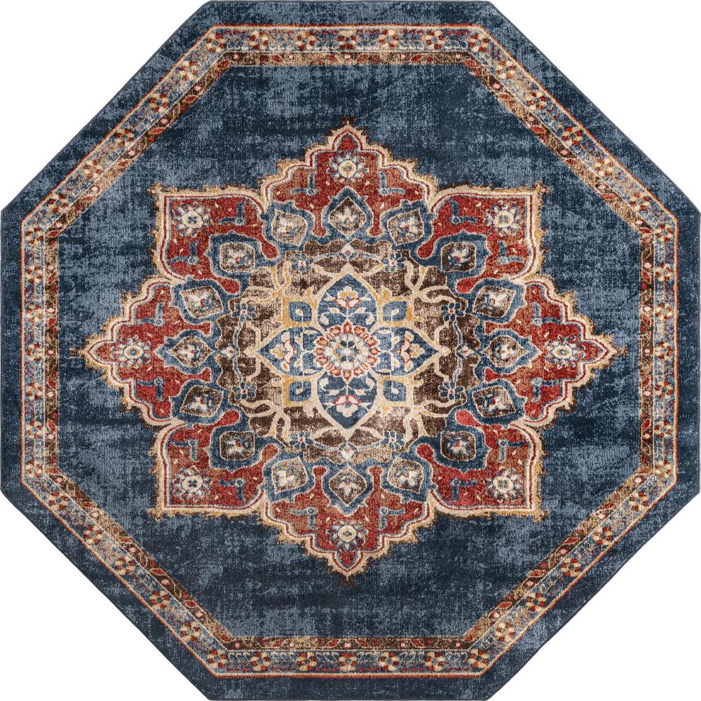 Unique Loom 8 Ft Octagon Rug in Navy Blue (3153864). Picture 1