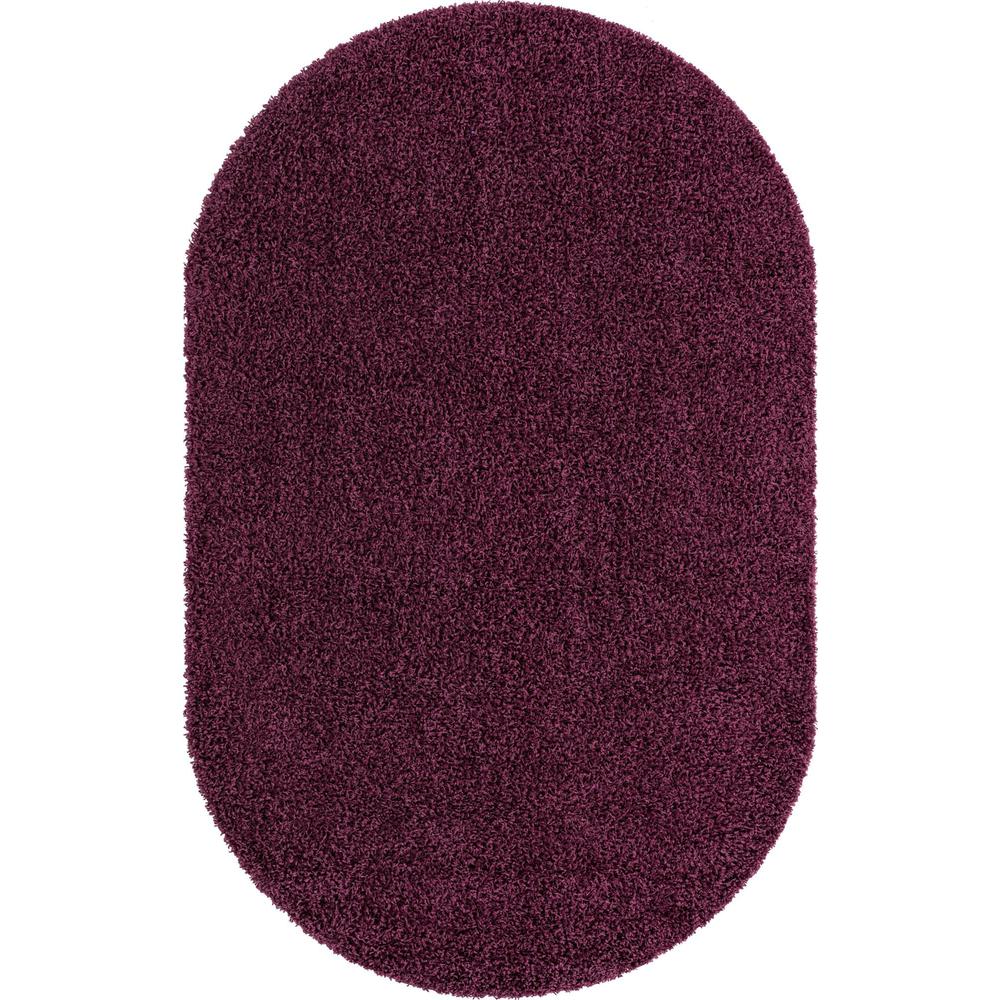 Unique Loom 5x8 Oval Rug in Eggplant Purple (3151468). Picture 1