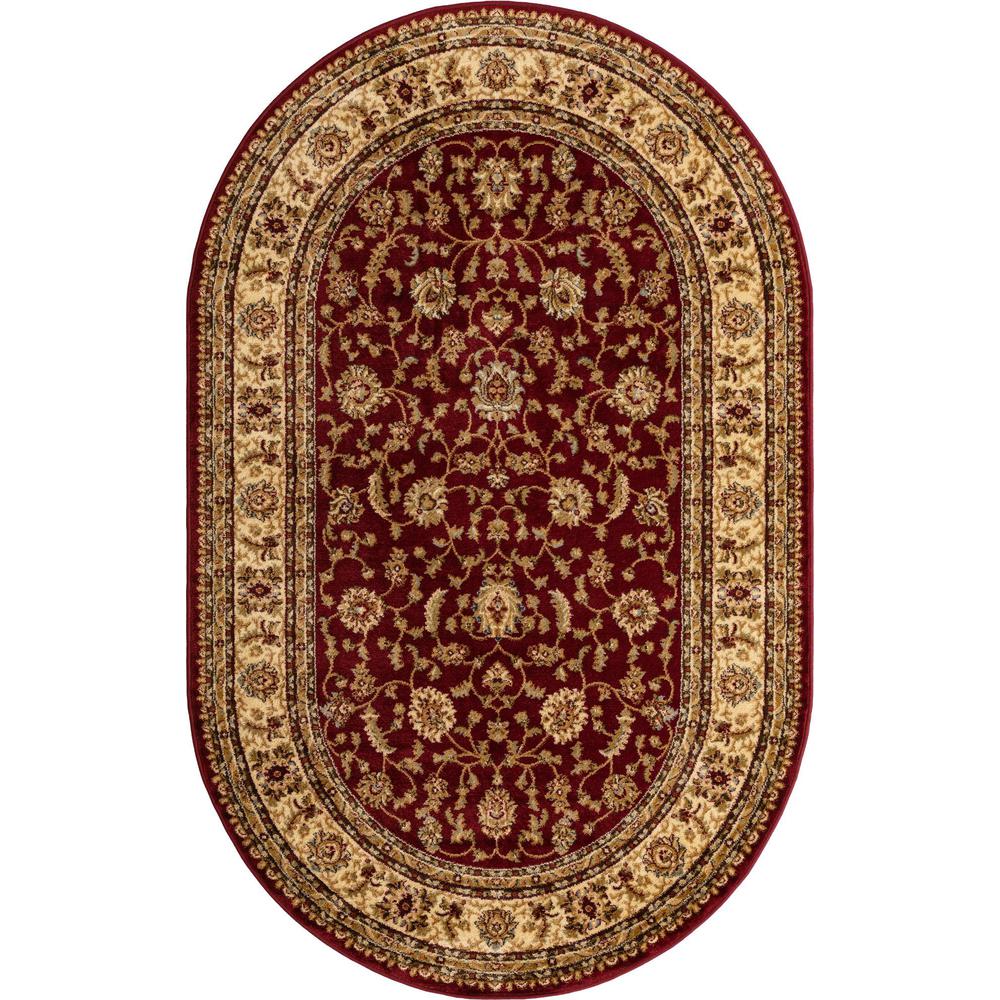 Unique Loom 5x8 Oval Rug in Red (3157613). Picture 1