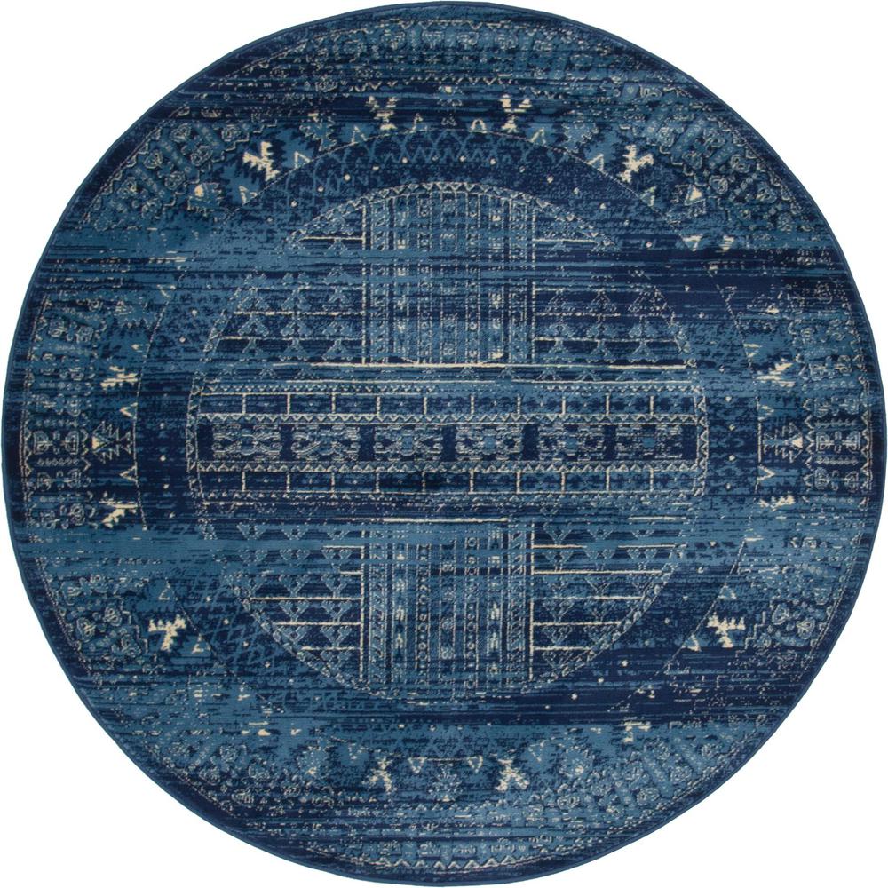 Unique Loom 8 Ft Round Rug in Blue (3154207). Picture 1