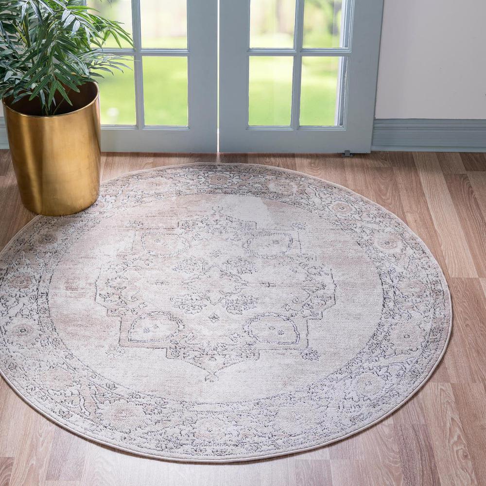 Portland Canby Area Rug 5' 3" x 5' 3", Round Ivory. Picture 1