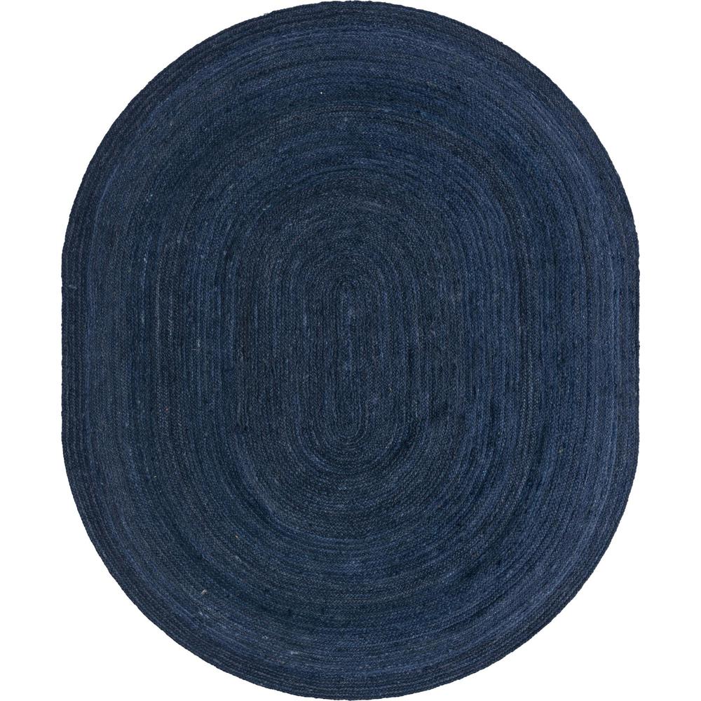 Unique Loom 8x10 Oval Rug in Navy Blue (3153092). Picture 1