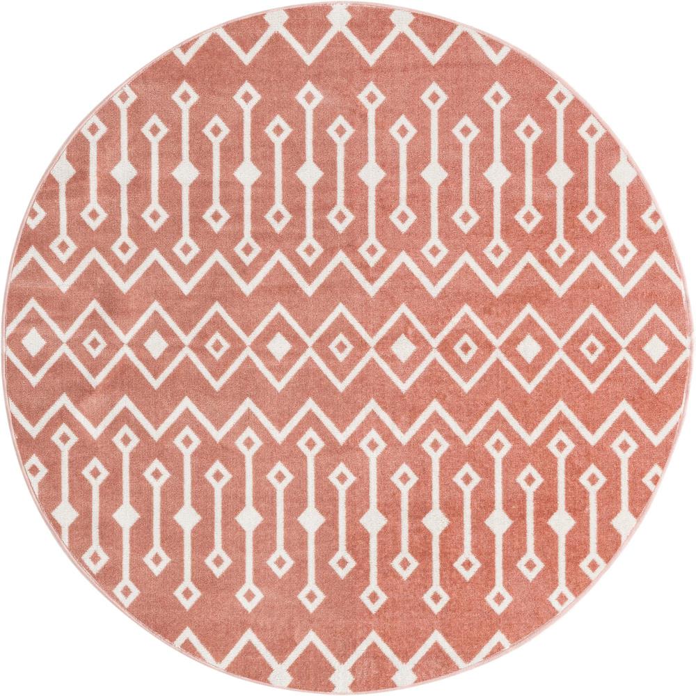 Unique Loom 3 Ft Round Rug in Pink (3160988). Picture 1