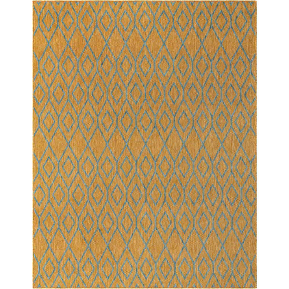 Jill Zarin Outdoor Turks and Caicos Area Rug 7' 10" x 10' 0", Rectangular Yellow and Aqua. Picture 1