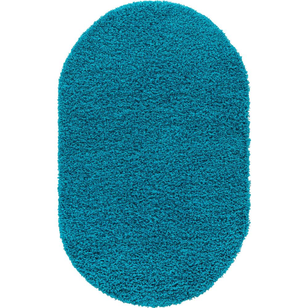 Unique Loom 3x5 Oval Rug in Turquoise (3151403). Picture 1