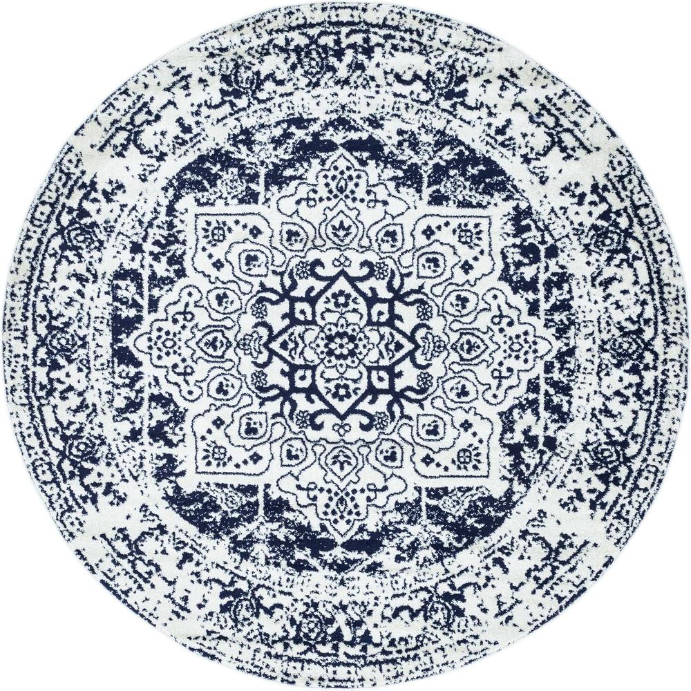 Unique Loom 8 Ft Round Rug in Blue (3150310). Picture 1