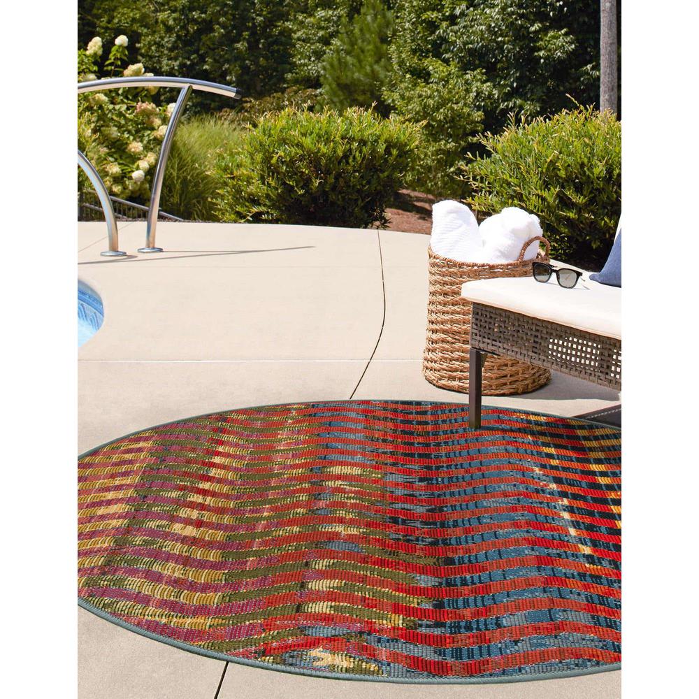 Outdoor Modern Collection, Area Rug, Multi, 2' 7" x 2' 7", Round. Picture 3