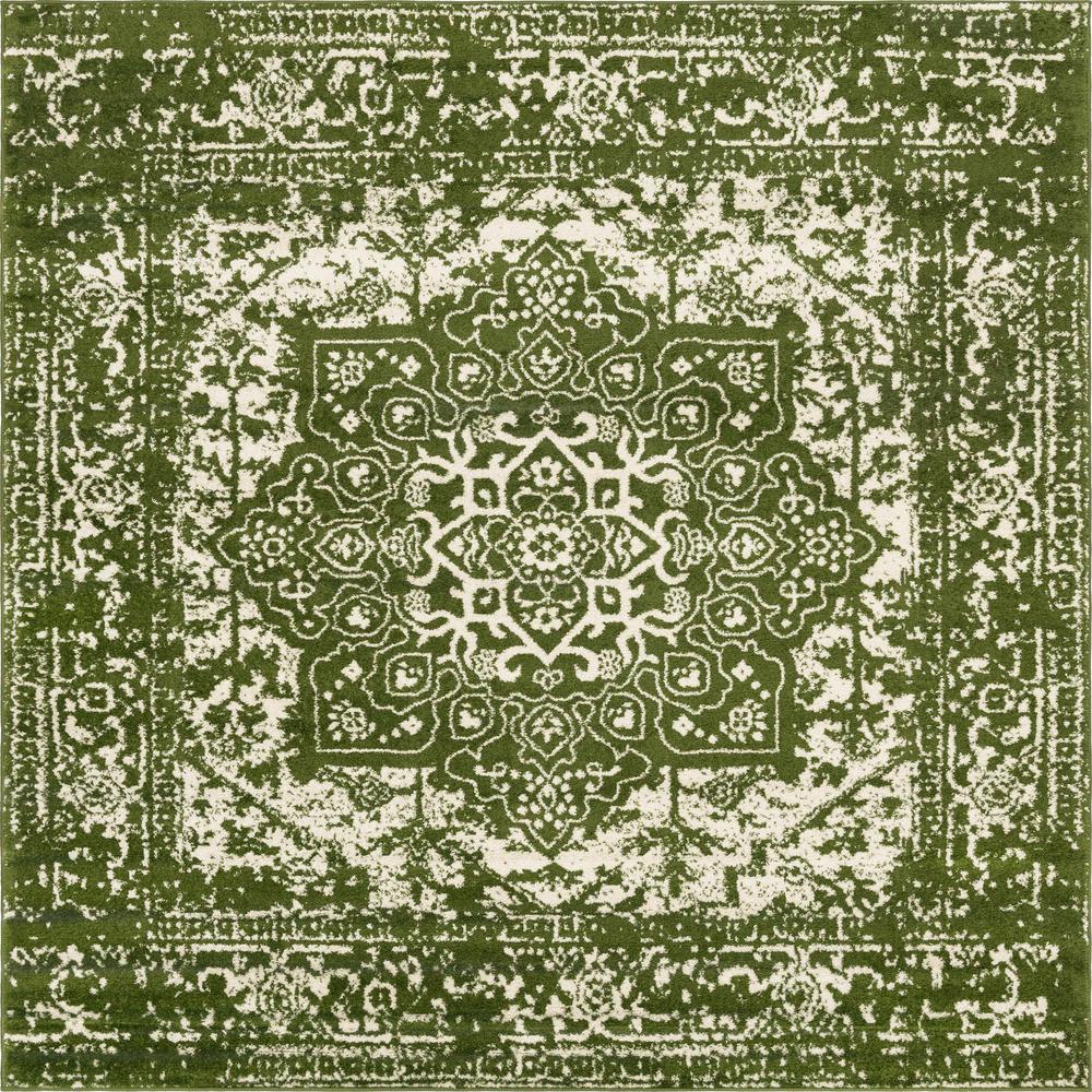 Unique Loom 8 Ft Square Rug in Green (3150457). Picture 1