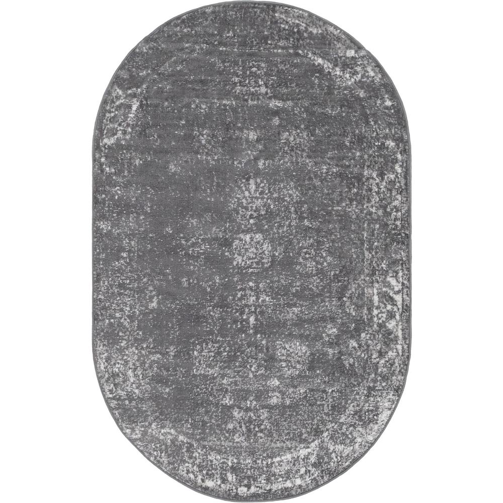 Unique Loom 3x5 Oval Rug in Dark Gray (3151886). Picture 1