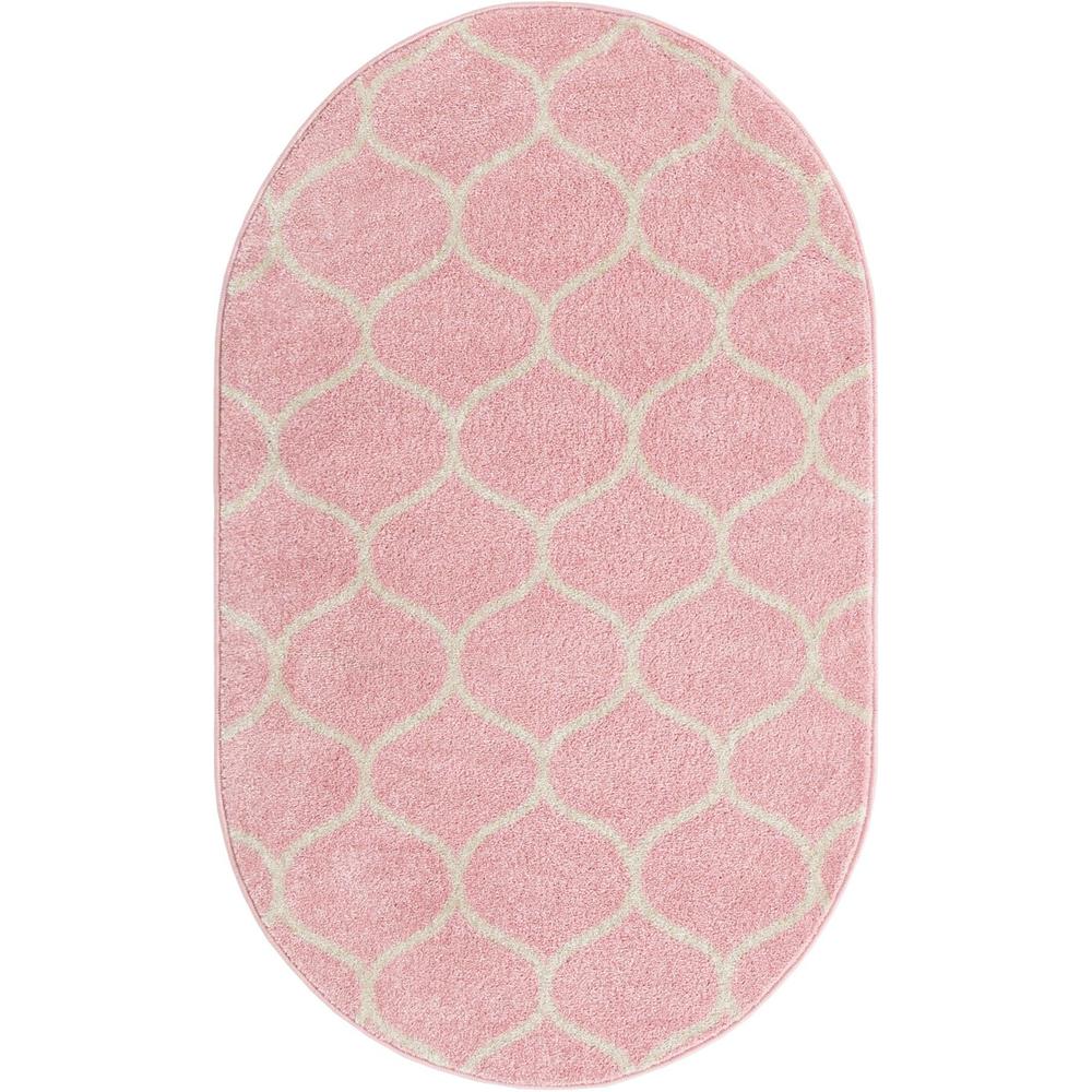 Unique Loom 3x5 Oval Rug in Pink (3151536). Picture 1