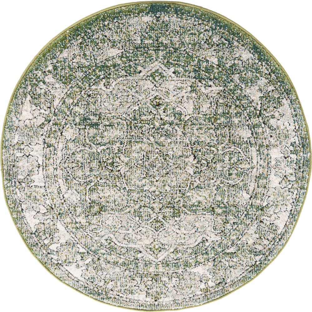 Unique Loom 3 Ft Round Rug in Green (3161854). Picture 1