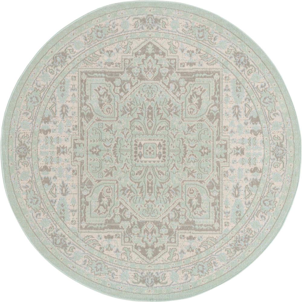 Unique Loom 5 Ft Round Rug in Mint (3154836). Picture 1