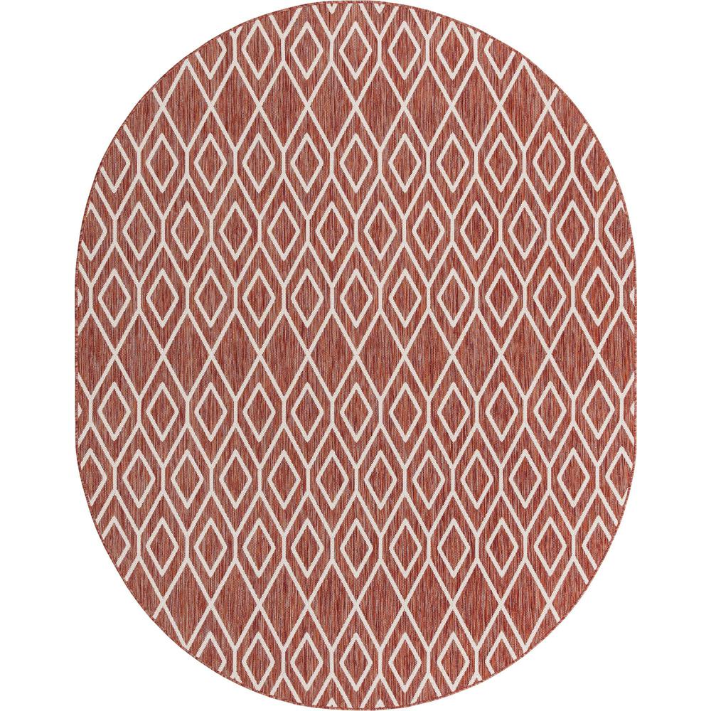 Jill Zarin Outdoor Turks and Caicos Area Rug 7' 10" x 10' 0", Oval Rust Red. Picture 1