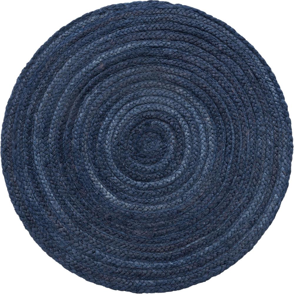 Unique Loom 3 Ft Round Rug in Navy Blue (3153097). Picture 1