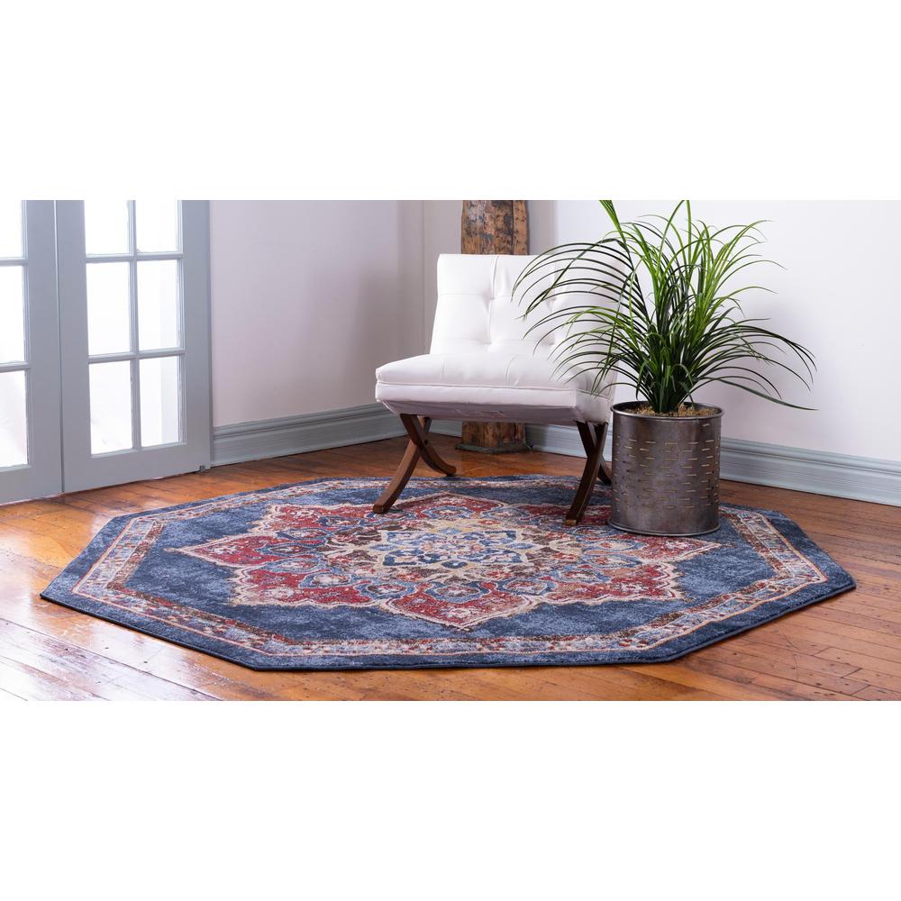 Unique Loom 5 Ft Octagon Rug in Navy Blue (3153865). Picture 3