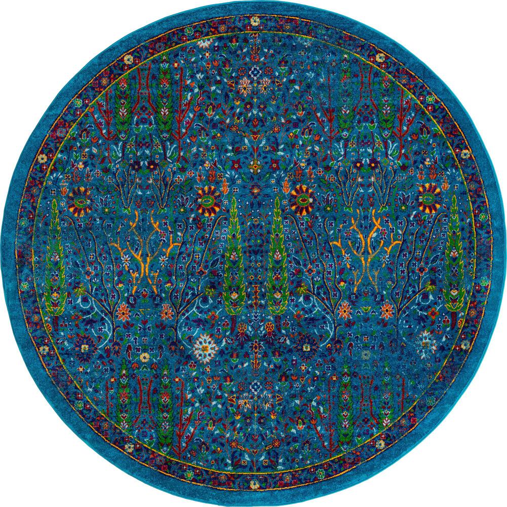 Unique Loom 8 Ft Round Rug in Blue (3160813). Picture 1