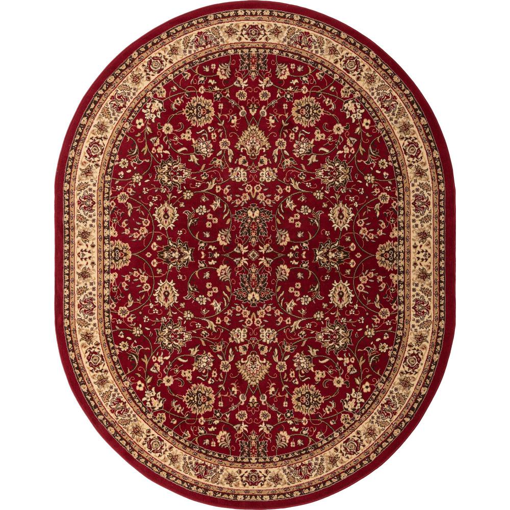 Unique Loom 8x10 Oval Rug in Burgundy (3152864). Picture 1