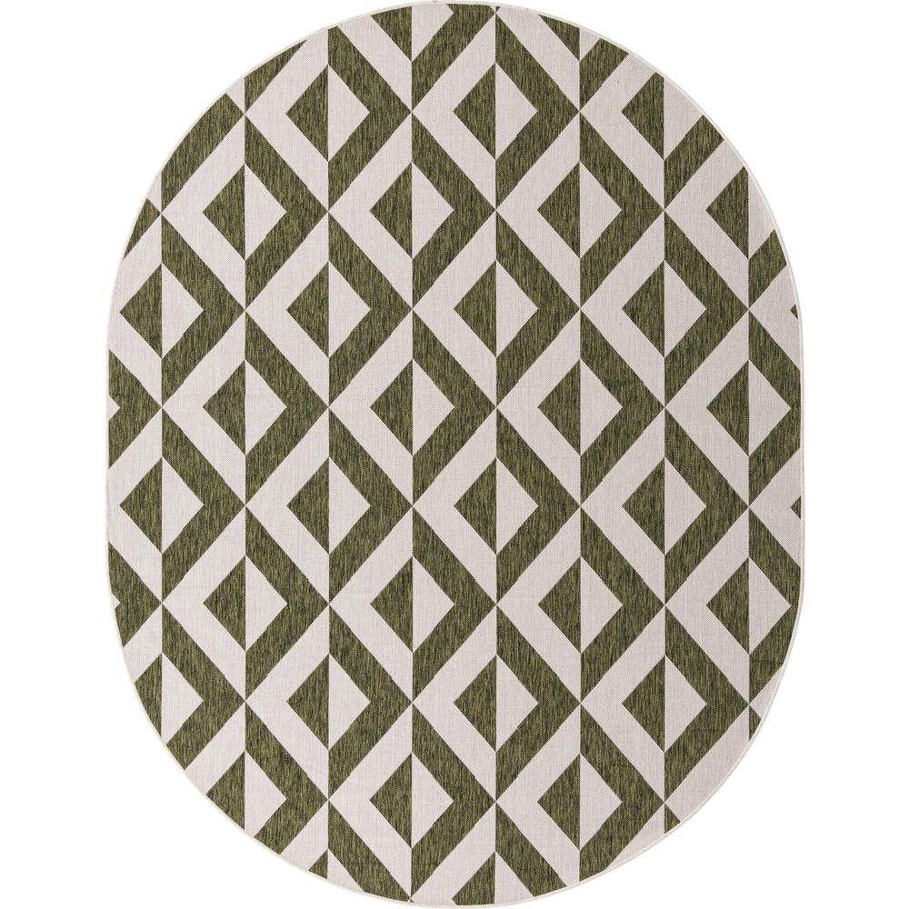 Jill Zarin Outdoor Napa Area Rug 7' 10" x 10' 0", Oval Green. Picture 1