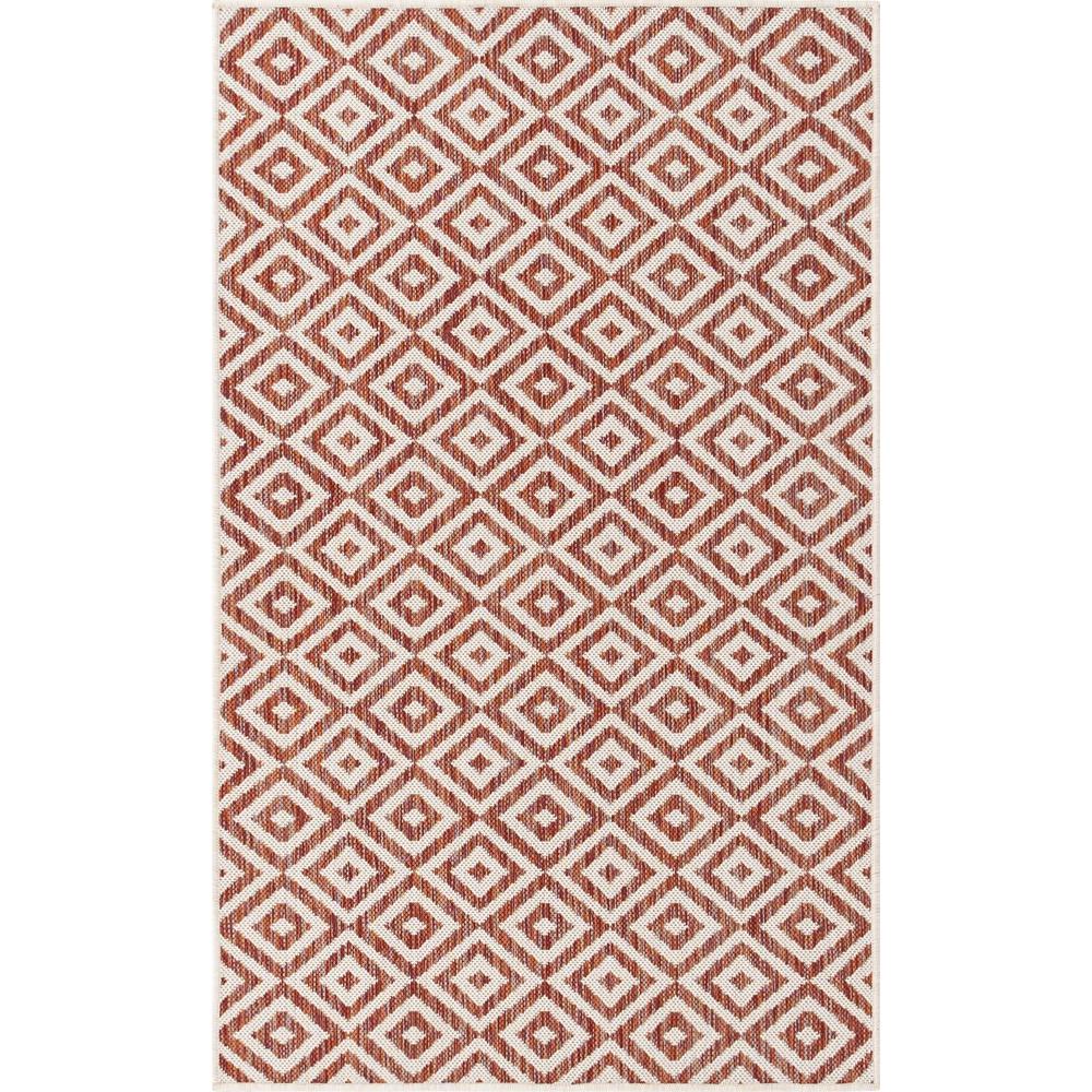 Jill Zarin Outdoor Collection, Area Rug, Rust Red, 3' 3" x 5' 3", Rectangular. The main picture.