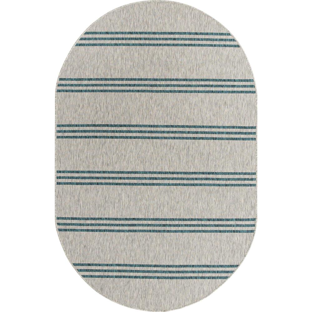 Jill Zarin Outdoor Anguilla Area Rug 5' 3" x 8' 0", Oval Light Gray. Picture 1