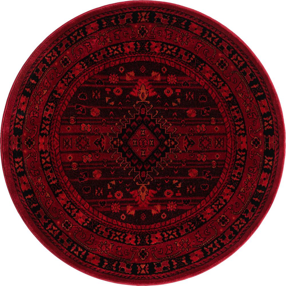 Unique Loom 3 Ft Round Rug in Red (3154193). Picture 1