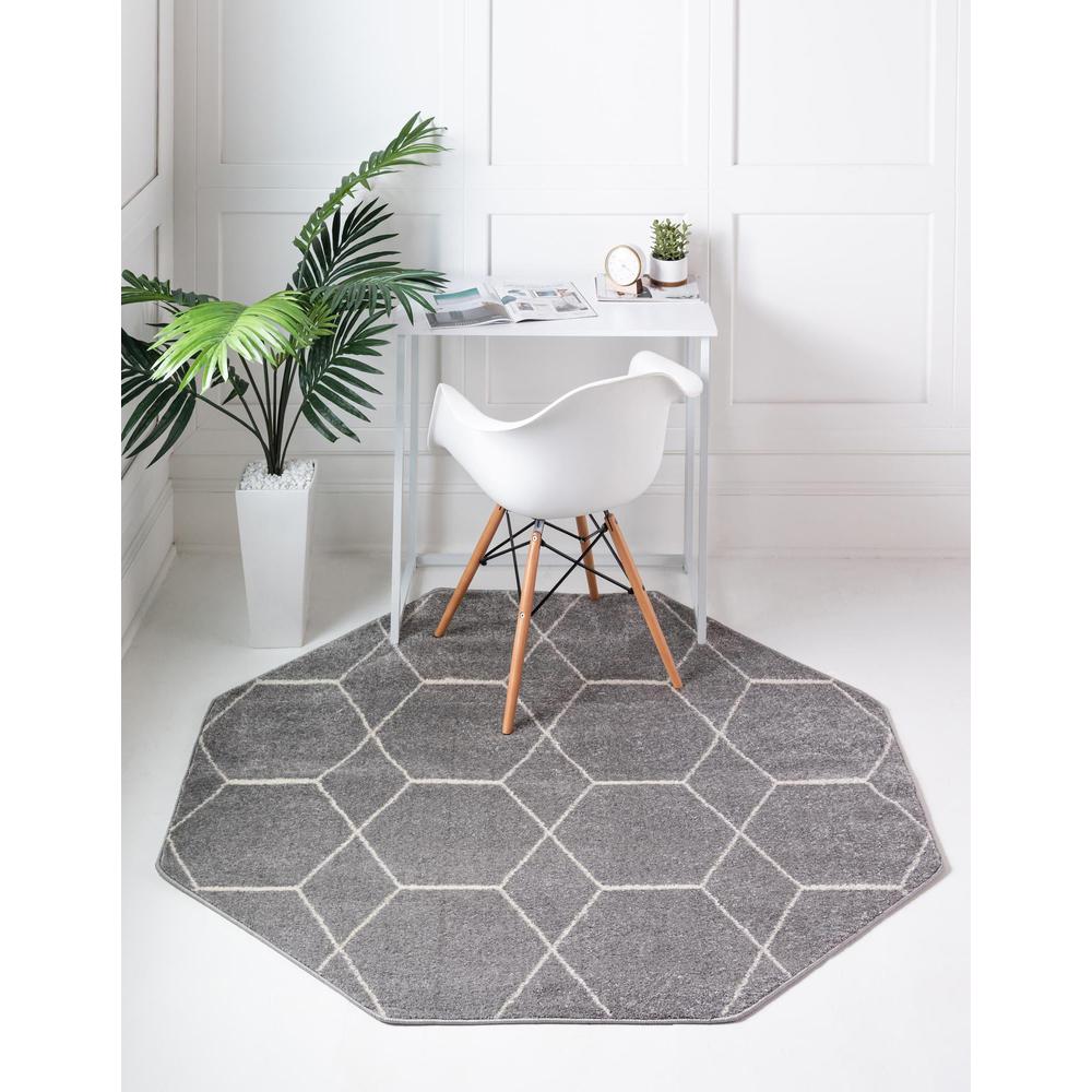 Unique Loom 5 Ft Octagon Rug in Light Gray (3151523). Picture 2