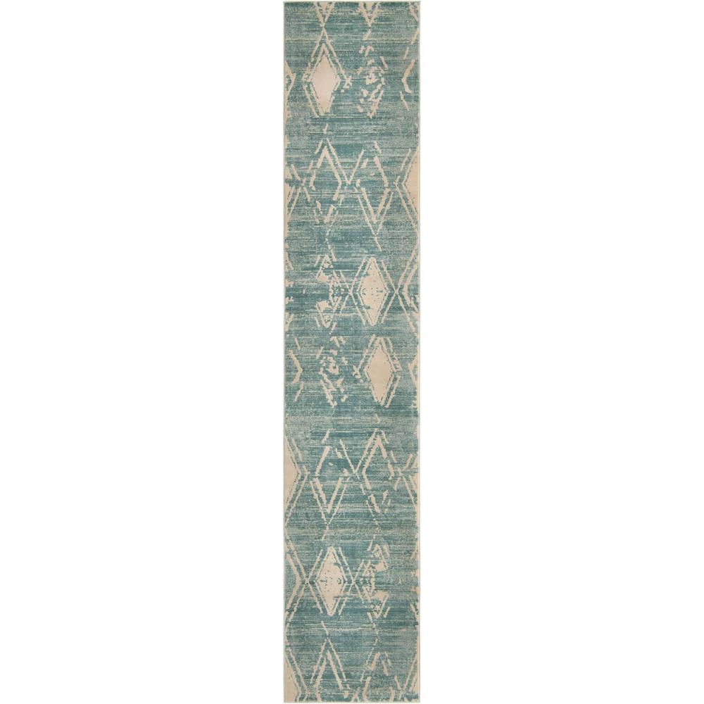 Uptown Carnegie Hill Area Rug 2' 7" x 13' 11", Runner Turquoise. Picture 1