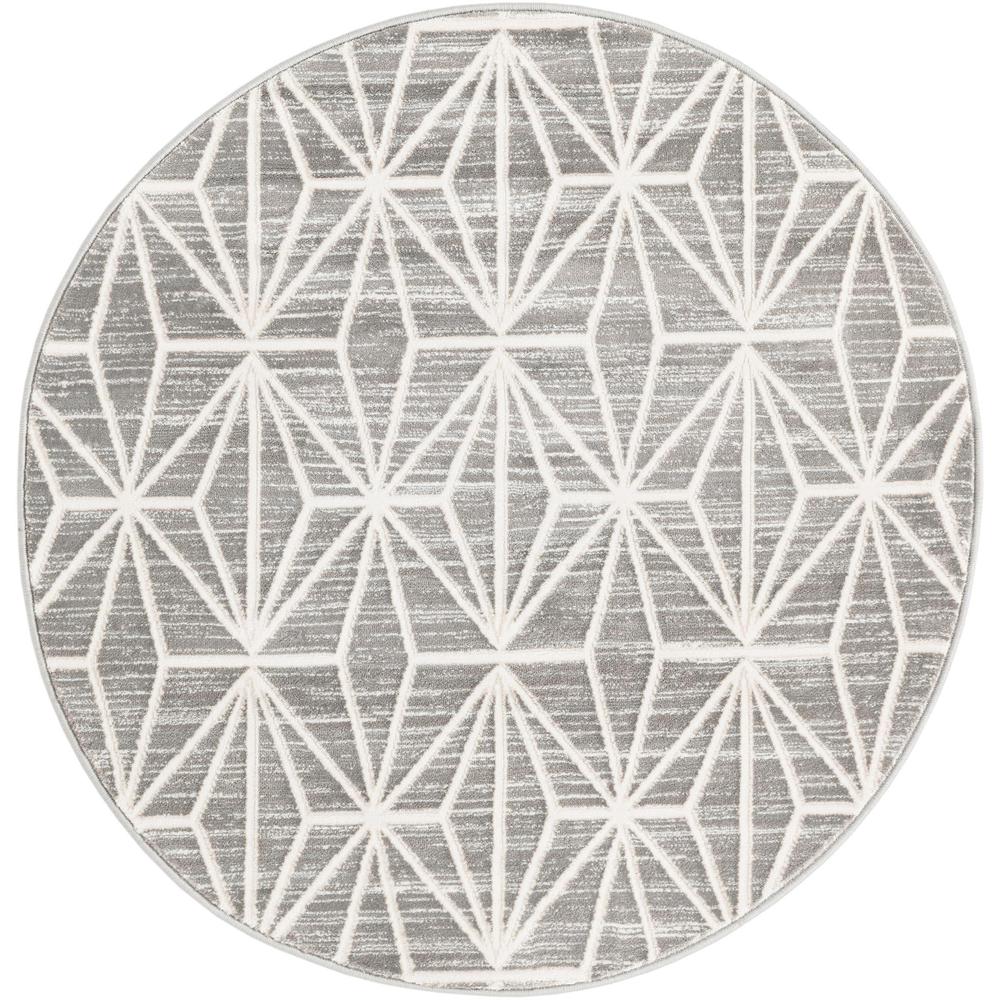 Uptown Fifth Avenue Area Rug 3' 3" x 3' 3", Round Gray. Picture 1