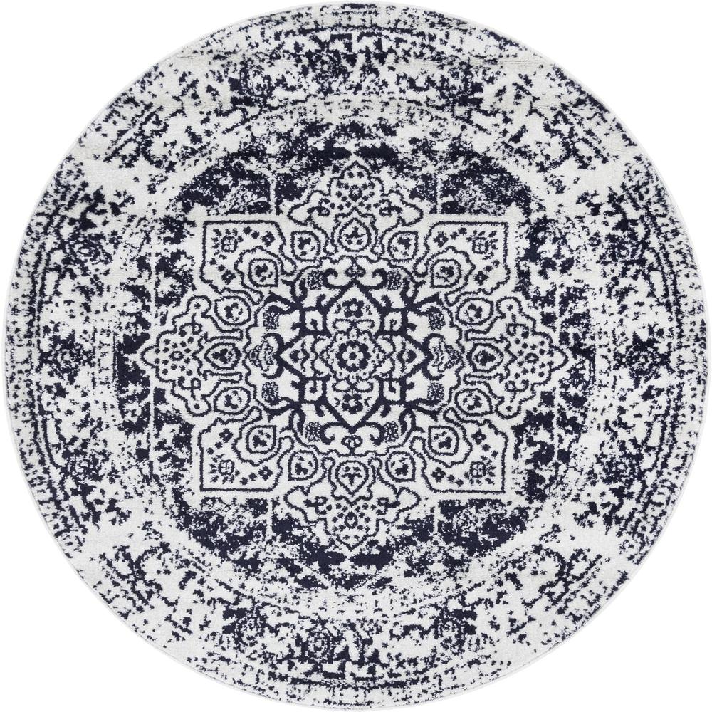 Unique Loom 5 Ft Round Rug in Blue (3150309). Picture 1