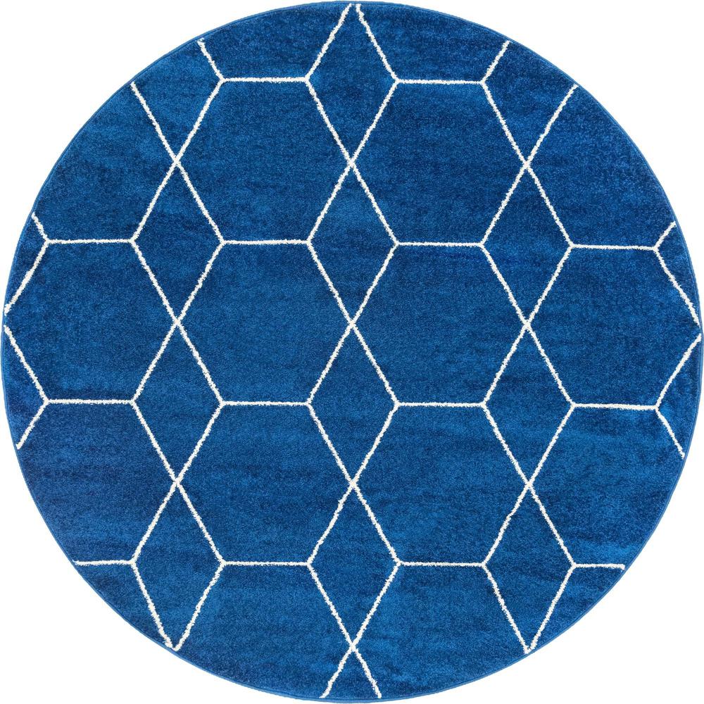 Unique Loom 7 Ft Round Rug in Navy Blue (3151586). Picture 1