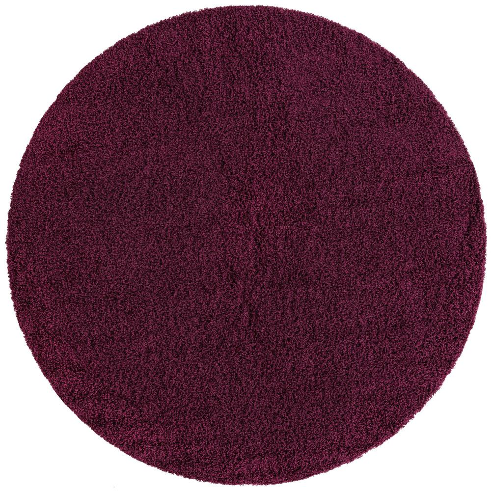 Solid Shag Collection, Area Rug, Eggplant Purple, 8' 0" x 8' 0", Round. Picture 1