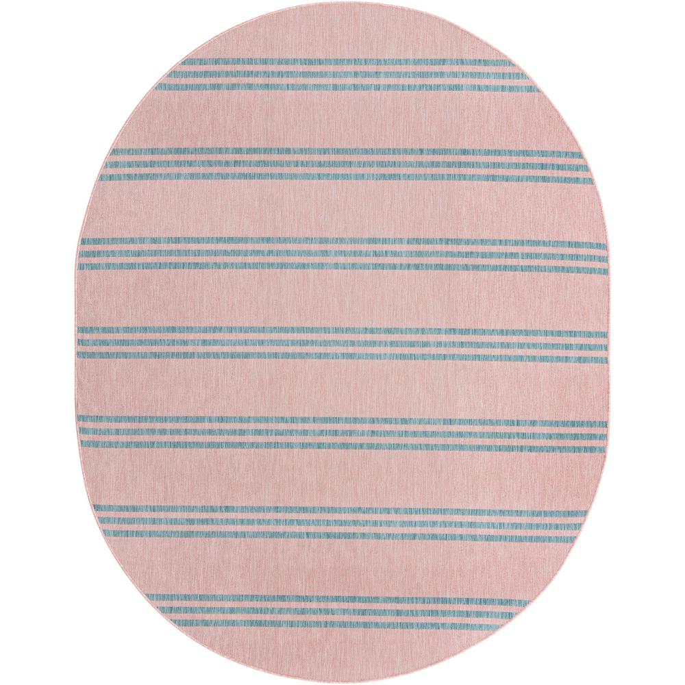 Jill Zarin Outdoor Anguilla Area Rug 7' 10" x 10' 0", Oval Pink and Aqua. Picture 1