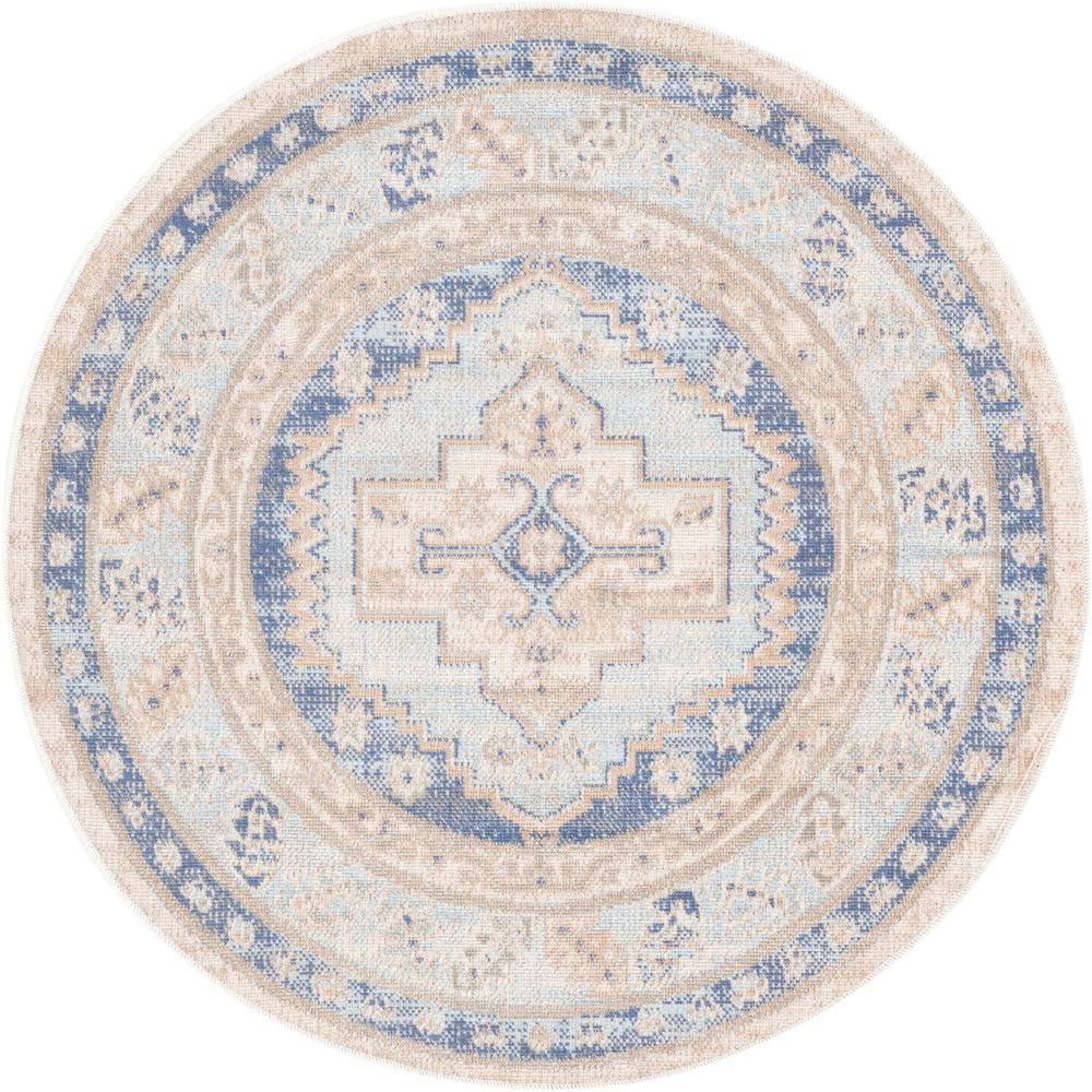 Unique Loom 3 Ft Round Rug in Sky Blue (3154947). Picture 1