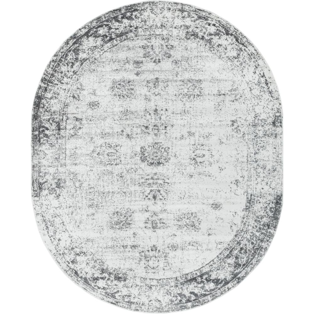 Unique Loom 8x10 Oval Rug in Gray (3151828). Picture 1