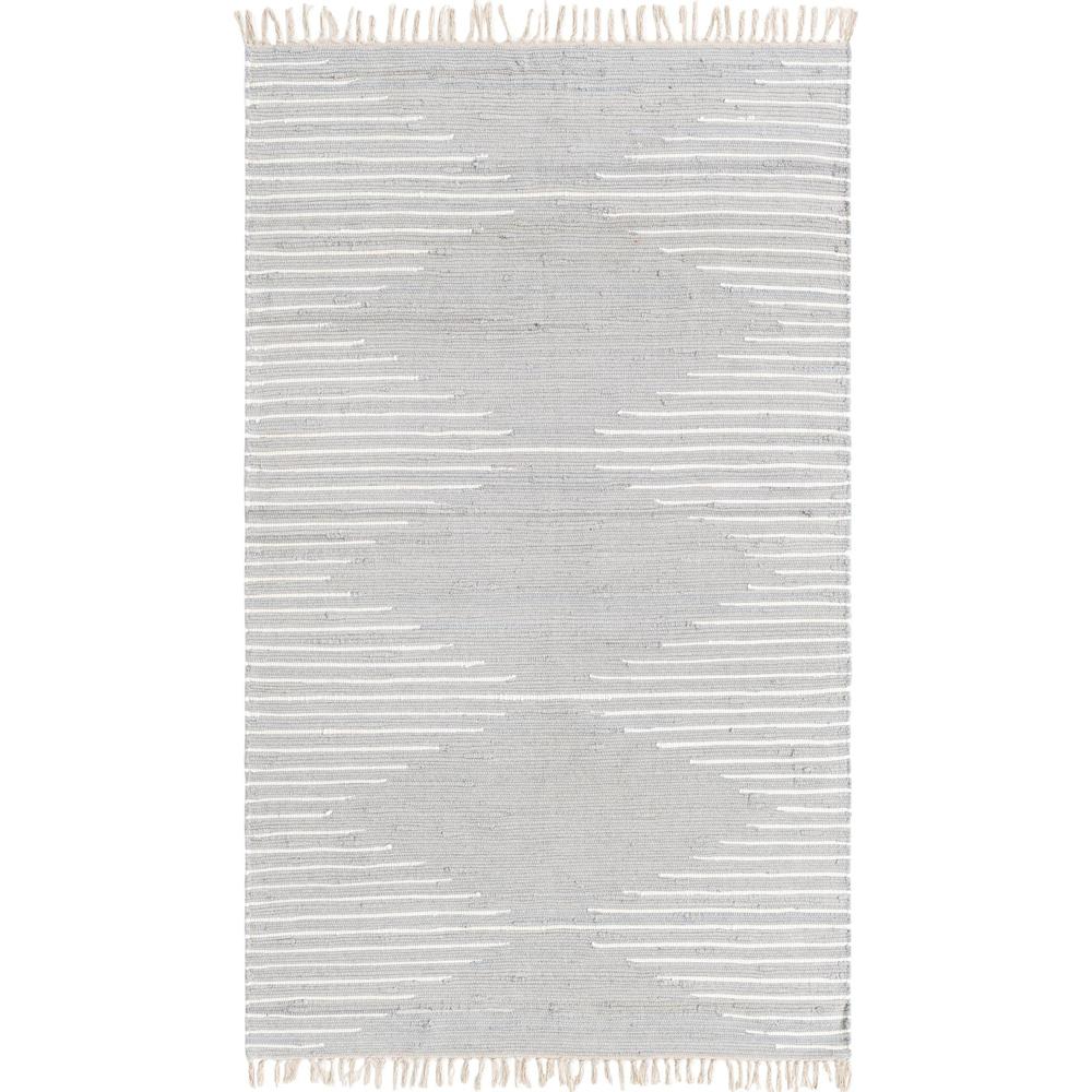 Chindi Cotton Collection, Area Rug, Light Gray, 5' 1" x 8' 0", Rectangular. Picture 1